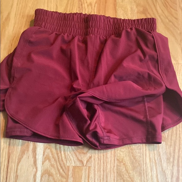 Avia Red Athletic Shorts with Scalloped Hem - Picture 4 of 4